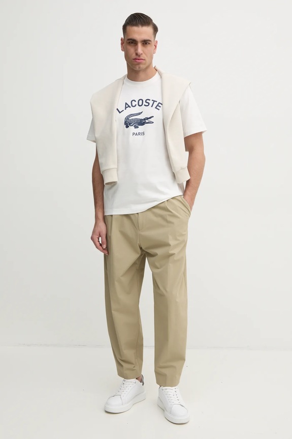 Bavlnené tričko Lacoste TH2733 biela SS26