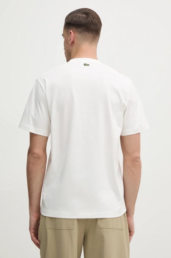 Oblečenie Bavlnené tričko Lacoste TH2733 biela
