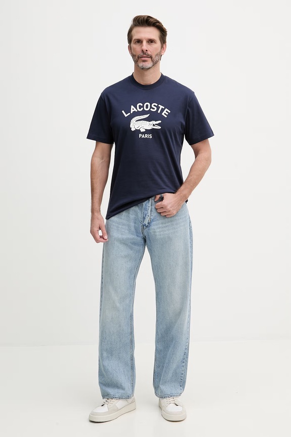 Lacoste T-shirt męski bawełniany TH2733 granatowy SS26