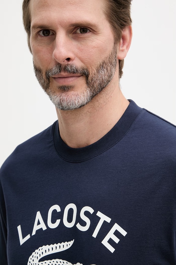 Lacoste T-shirt męski bawełniany granatowy TH2733