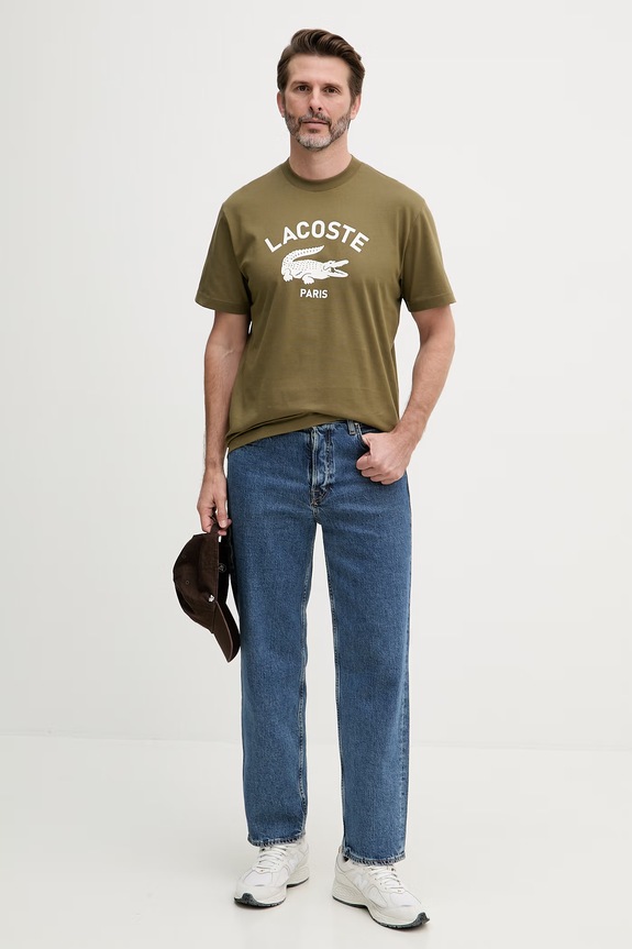 Lacoste T-shirt męski bawełniany TH2733 zielony SS26