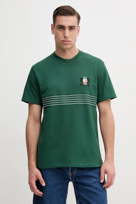 Lacoste t-shirt bawełniany regular zielony TH0025