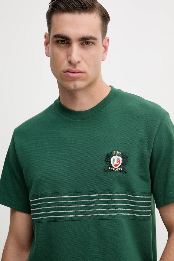 Lacoste t-shirt bawełniany zielony TH0025