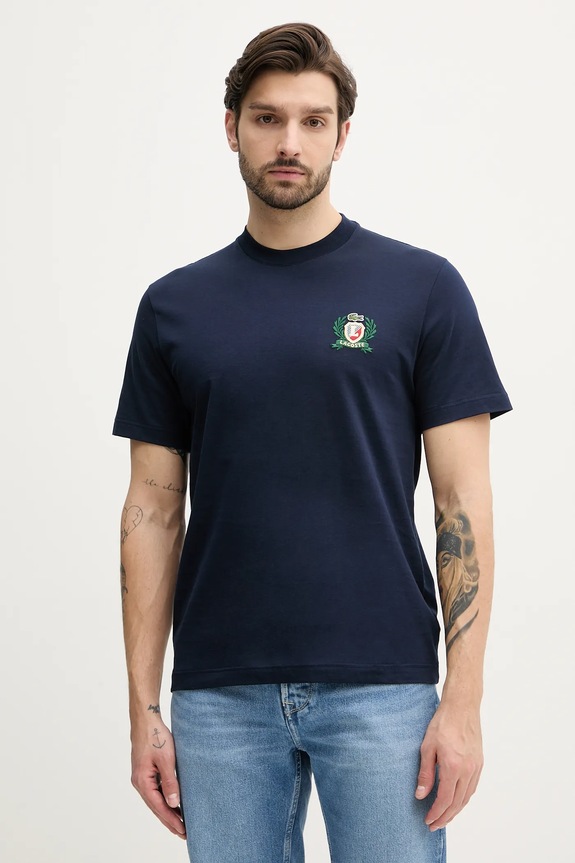 Lacoste t-shirt bawełniany regular granatowy TH0027
