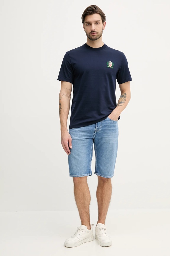 Lacoste t-shirt bawełniany TH0027 granatowy SS25