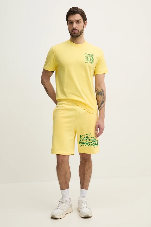 Bavlněné tričko Lacoste TH0288 žlutá SS25