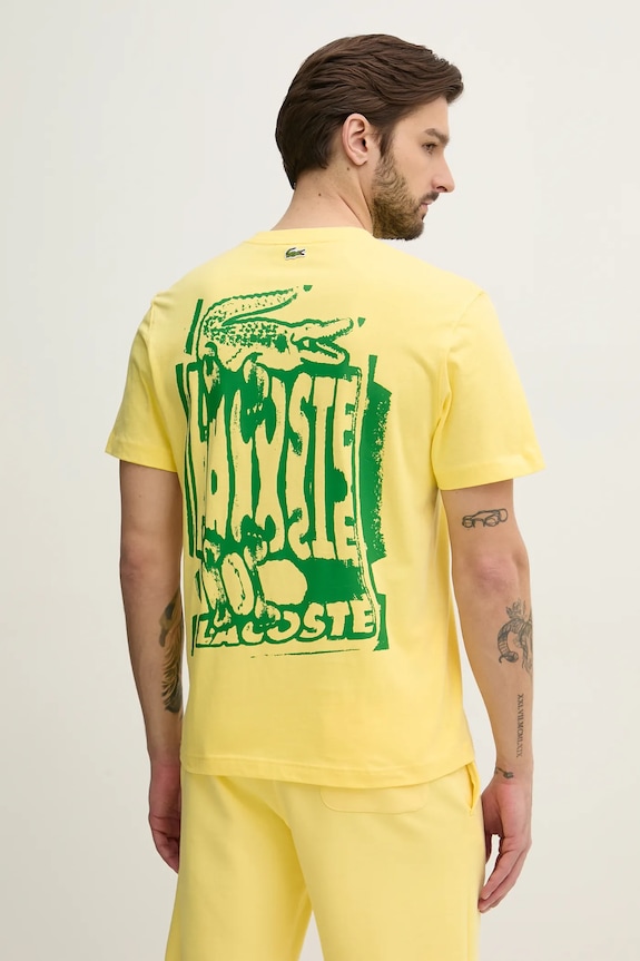 Oblečení Bavlněné tričko Lacoste TH0288 žlutá