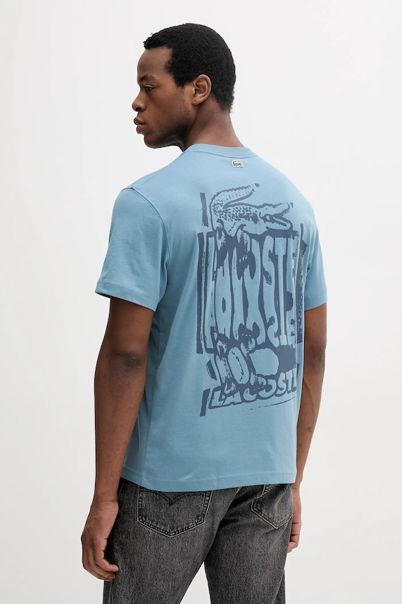 Lacoste t-shirt in cotone sovrastampa blu TH0288