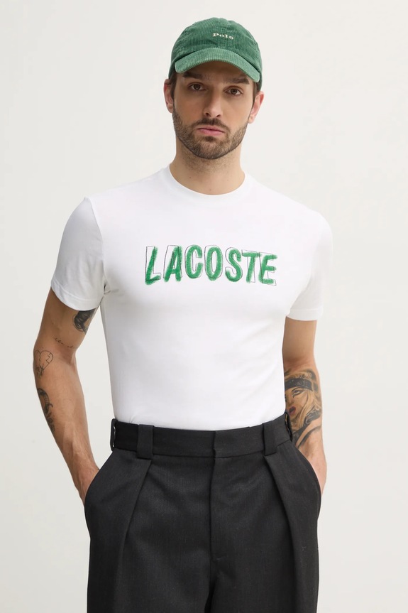 Tričko Lacoste potlač béžová TH8916