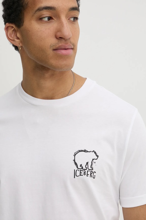 Iceberg t-shirt bawełniany biały F017.6306