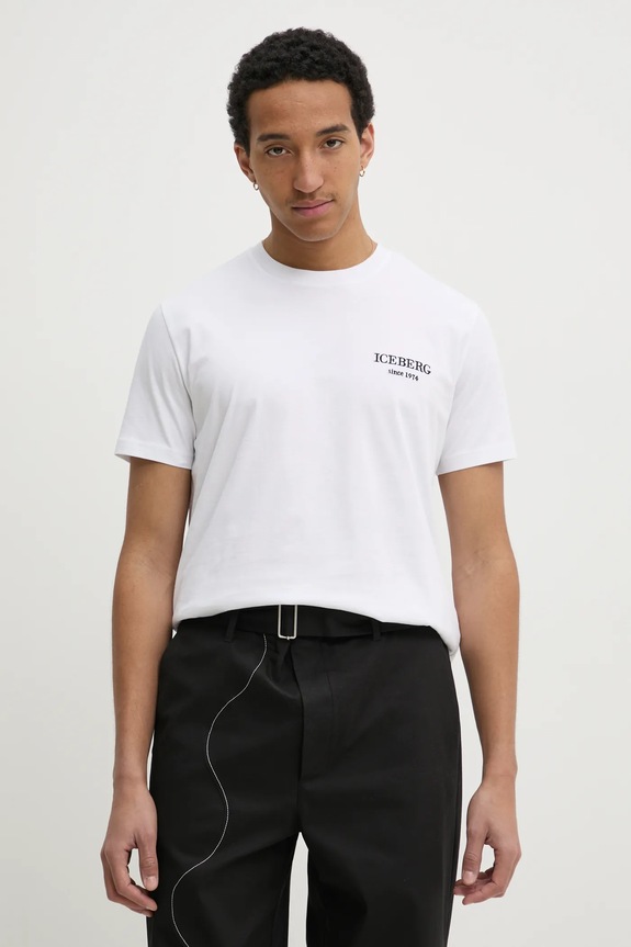 Iceberg t-shirt bawełniany regular biały F046.6327