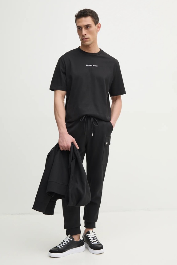 Βαμβακερό μπλουζάκι Michael Kors CS450MM1V2 μαύρο SS25