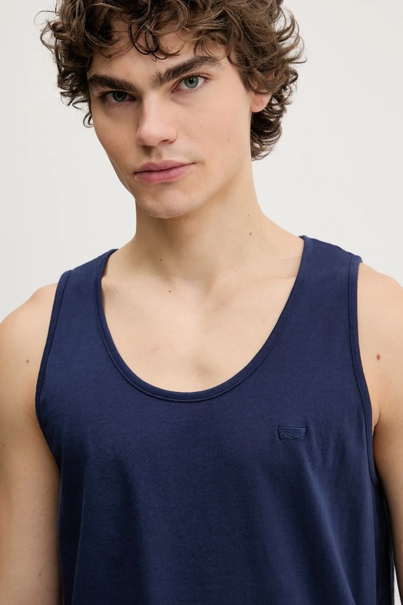 Βαμβακερό μπλουζάκι Levi's HOUSEMARK TANK σκούρο μπλε A7256