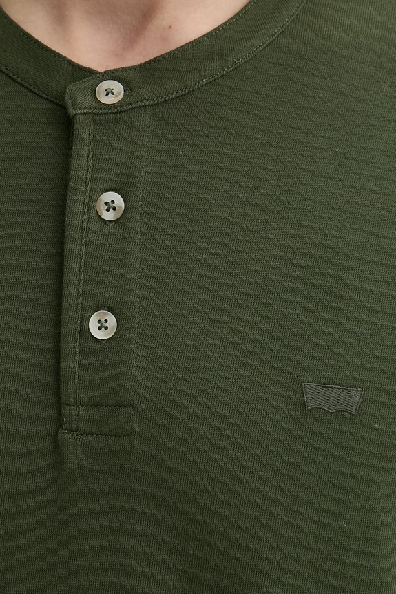 Bombažna kratka majica Levi's SS HM HENLEY A8602 zelena