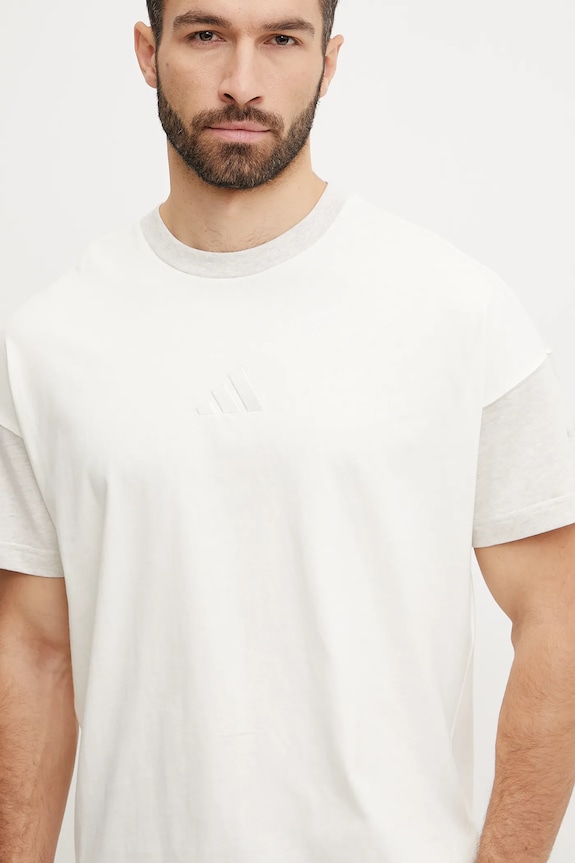 Βαμβακερό μπλουζάκι adidas ALL SZN CB Colorblock μπεζ JJ3679