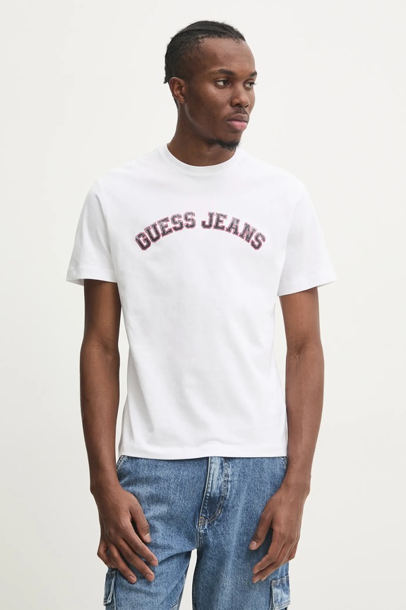 Tričko Guess Jeans potisk bílá M5RI75.K8FQ4