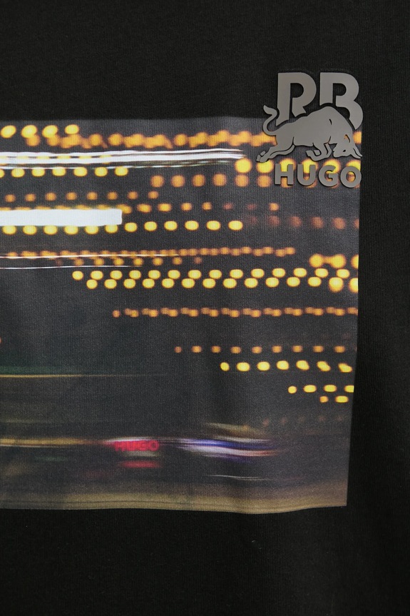 Памучна тениска HUGO x RACING BULLS 50545125 черен