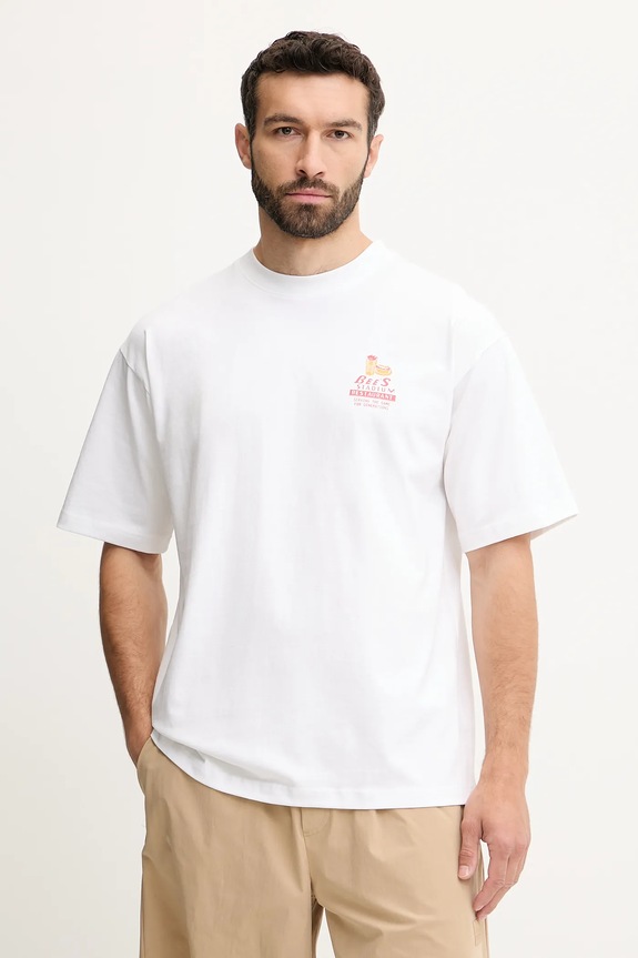 Hummel t-shirt bawełniany nadruk biały 227549
