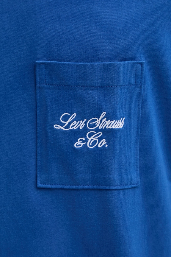 Levi's tricou din bumbac HALF SLEEVE GR PCKT T 001MH albastru