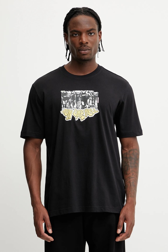 adidas Originals t-shirt in cotone Q12 TS Crowd rilassato nero JP4496
