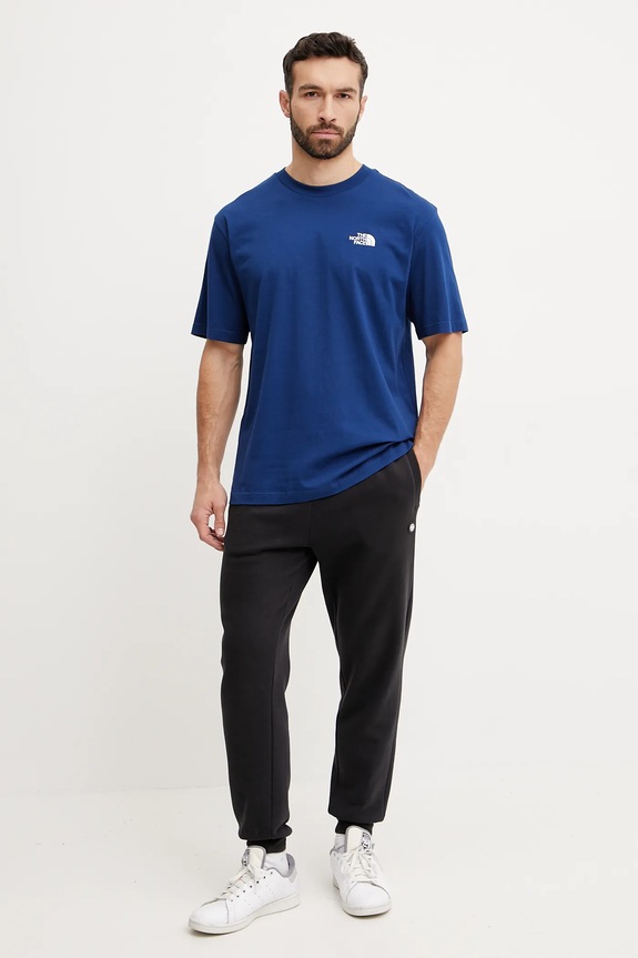 The North Face pamut póló Essential NF0A87NRD1R1 sötétkék SS25