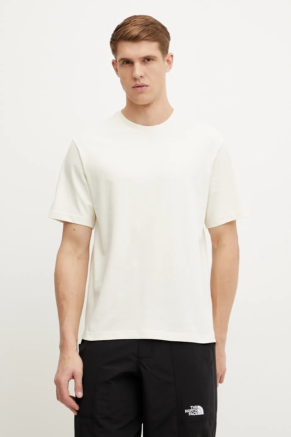 The North Face t-shirt bawełniany Relaxed aplikacja beżowy NF0A8C35QLI1