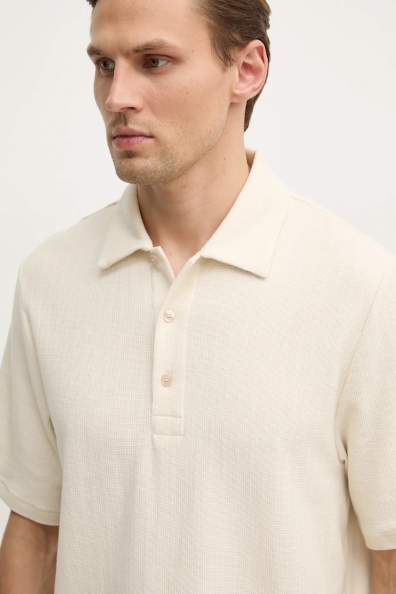 Βαμβακερό μπλουζάκι πόλο Filippa K μπεζ 31560.FK