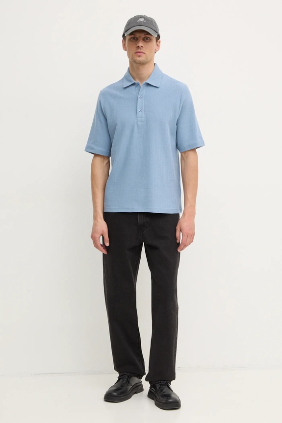 Filippa K polo de bumbac 31560.FK albastru SS25