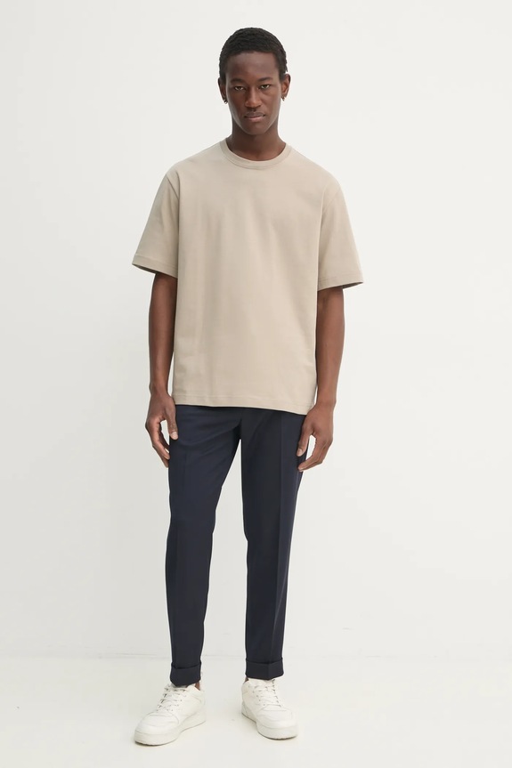 Βαμβακερό μπλουζάκι Filippa K 29040.FK μπεζ SS25