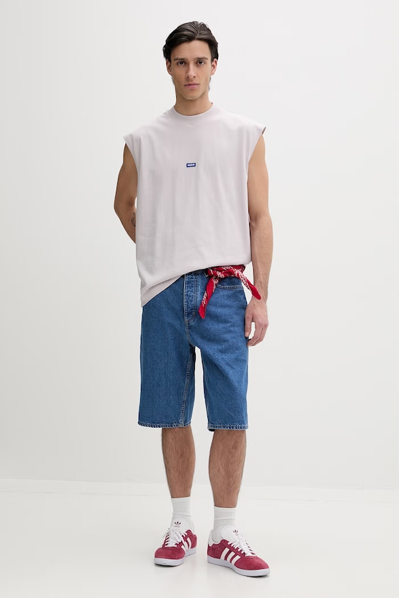 HUGO Blue top bărbătesc din bumbac Navertz 50509773 violet SS26
