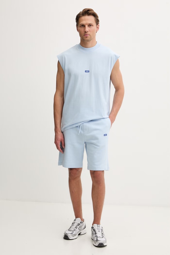 HUGO Blue top bărbătesc din bumbac Navertz 50509773 albastru SS26