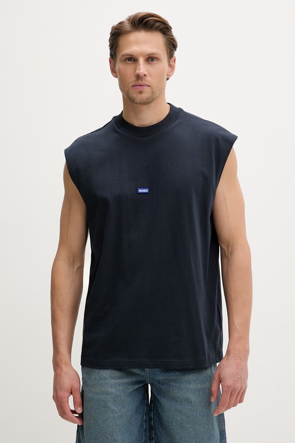 HUGO Blue τοπ ανδρικό βαμβακερό Navertz σκούρο μπλε 50509773