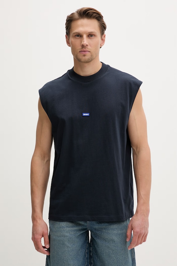HUGO Blue τοπ ανδρικό βαμβακερό Navertz σκούρο μπλε 50509773
