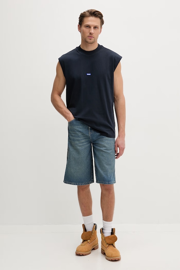 HUGO Blue τοπ ανδρικό βαμβακερό Navertz 50509773 σκούρο μπλε SS26