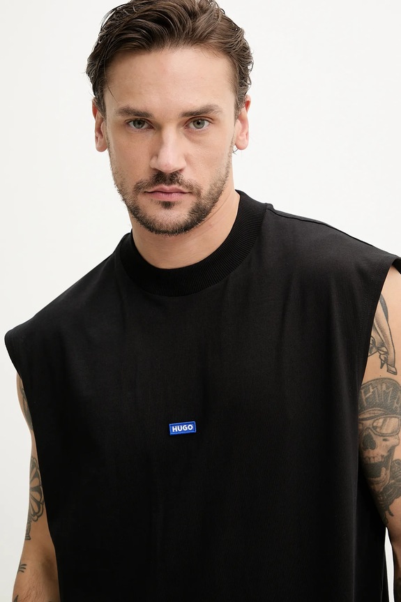 HUGO Blue top bărbătesc de bumbac Navertz negru 50509773