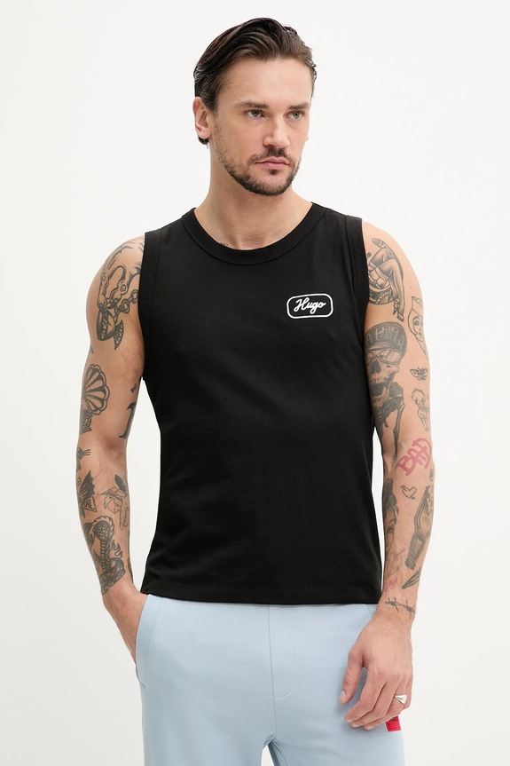 Hugo Blue t-shirt in cotone applique nero 50534750