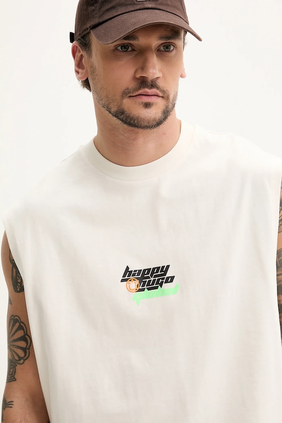 Hugo Blue t-shirt bawełniany beżowy 50536121