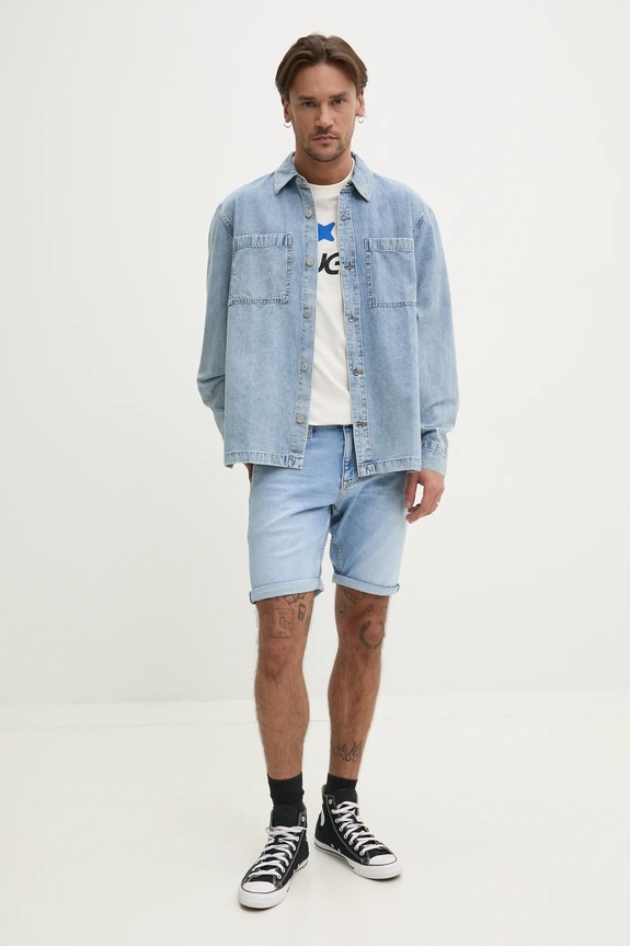 Hugo Blue t-shirt bawełniany 50542934 beżowy SS25