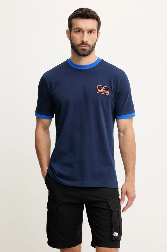 Βαμβακερό μπλουζάκι adidas Originals Contrast Tee βαμβάκι σκούρο μπλε JC8383