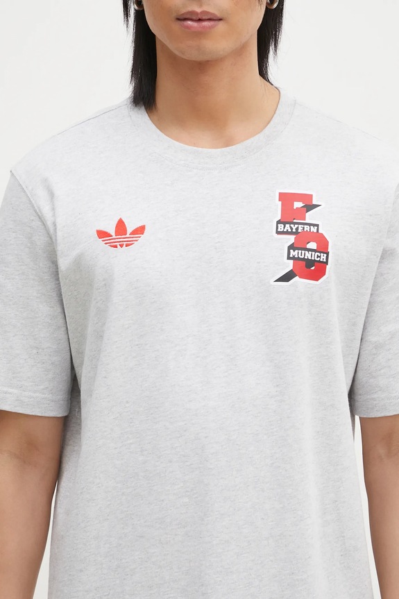 Хлопковая футболка adidas Performance FC Bayern Muenchen VRCT T-shirt серый JL6112