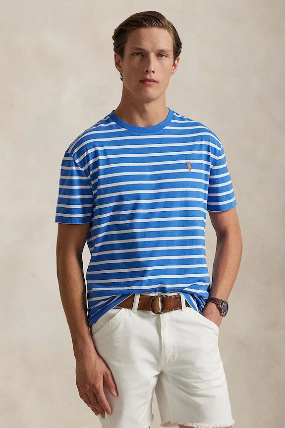 Polo Ralph Lauren t-shirt bawełniany wzorzyste niebieski 710938134