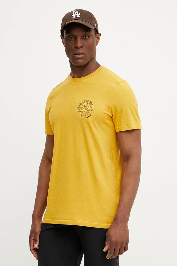 Fjallraven tricou Hemp Blend Out Here print galben F12600265