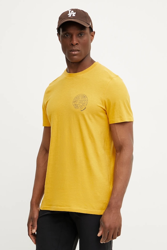 Fjallraven tricou Hemp Blend Out Here print galben F12600265