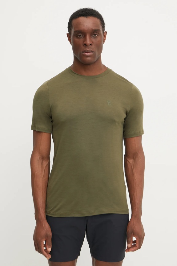 Sportovní triko Fjallraven Abisko Wool hladký zelená F87193
