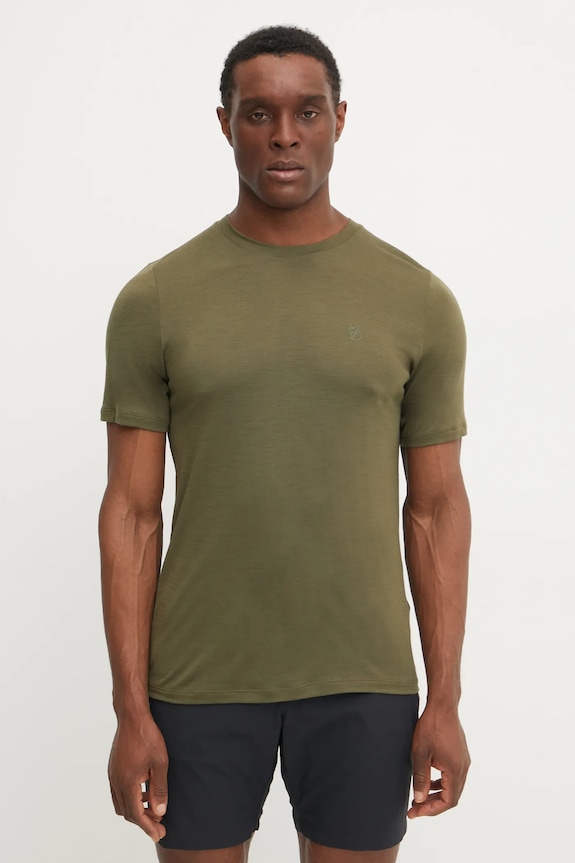 Sportovní triko Fjallraven Abisko Wool hladký zelená F87193