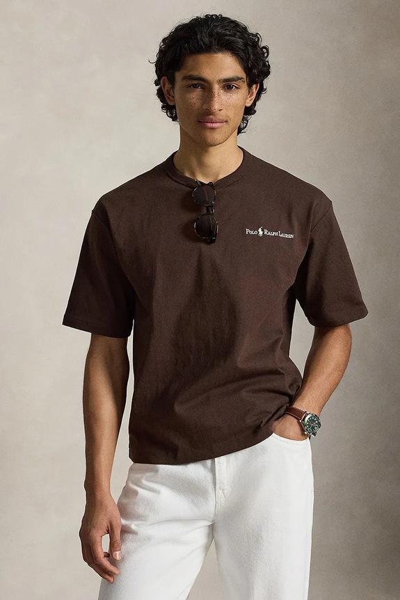 Polo Ralph Lauren T-shirt męski bawełniany Tee brązowy 710964714