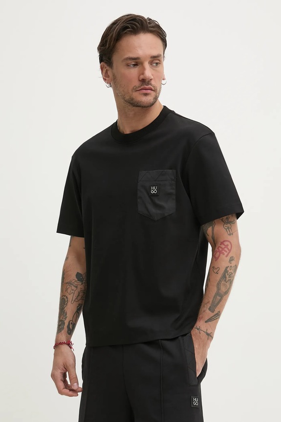 HUGO t-shirt bawełniany bawełna czarny 50536347