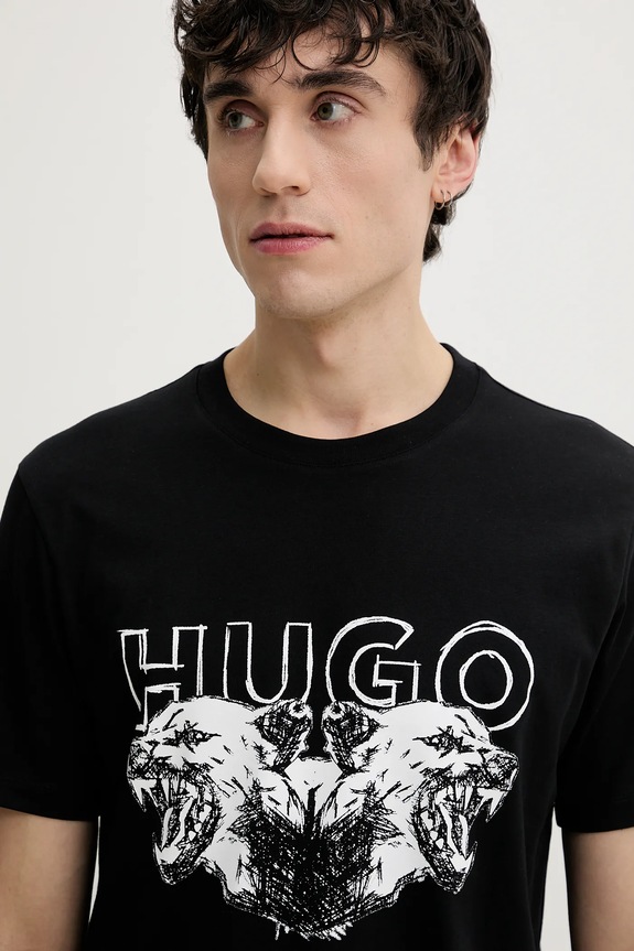 Bavlnené tričko HUGO Durro čierna 50538257