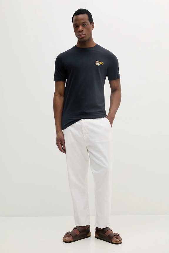 Bavlnené tričko Lindbergh 30.400235.NAVY.BLUE tmavomodrá SS25