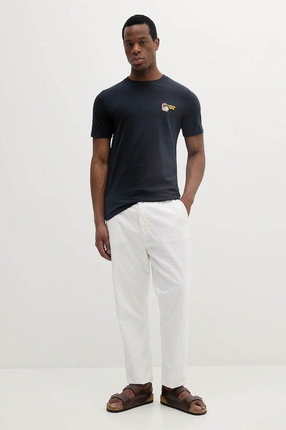 Bavlnené tričko Lindbergh 30.400235.NAVY.BLUE tmavomodrá SS25